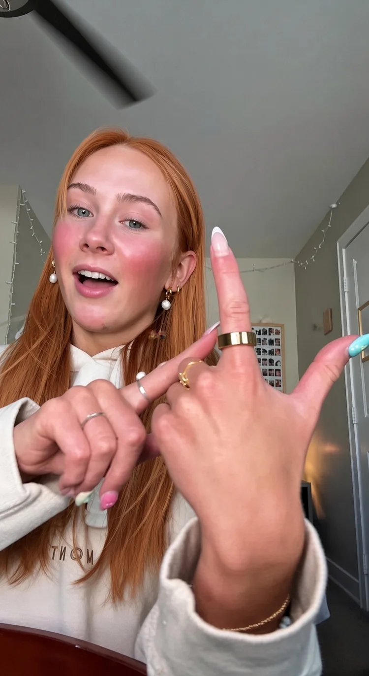 Marguerite Lowell wearing the AURA Ring during testing